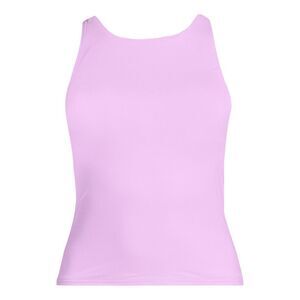 Land's End Plus Size Tankini Top High Neck Strappy Back Soft cup wild lilac Var